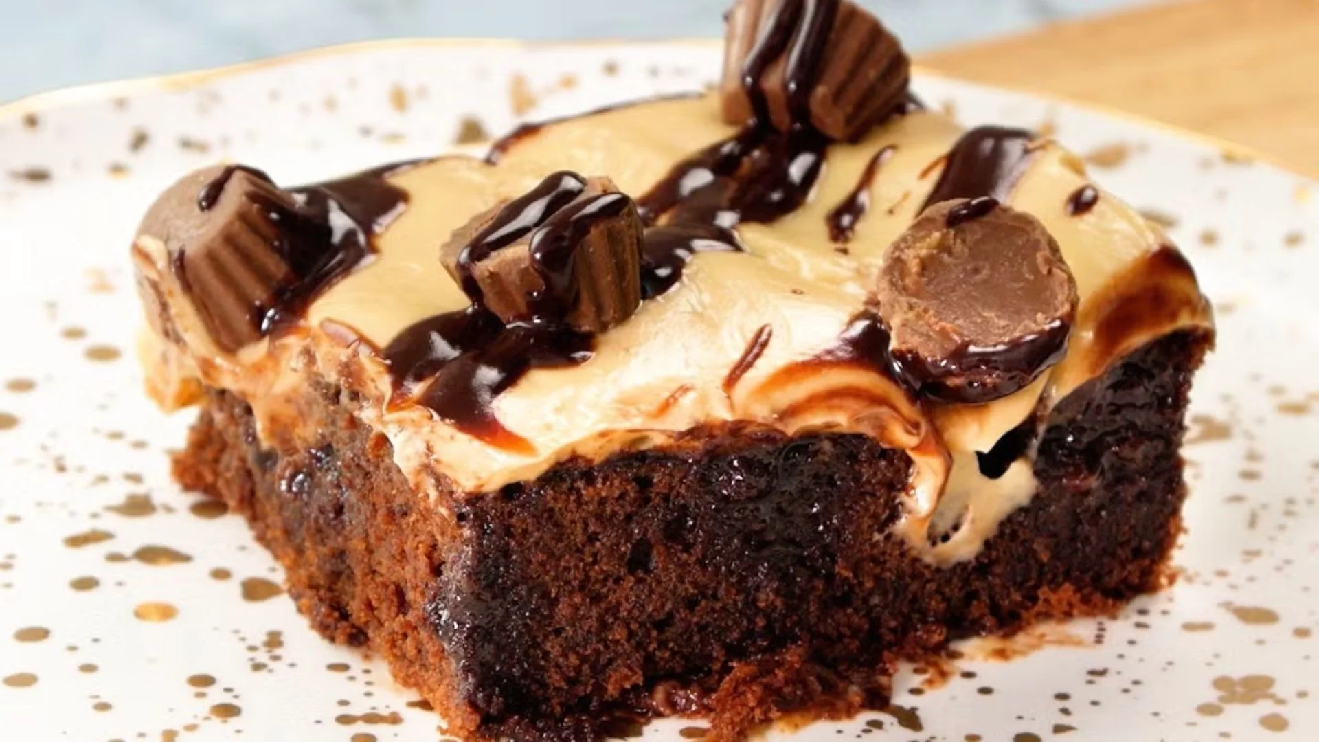 Chocolate Peanut Butter Poke Cake Recipe